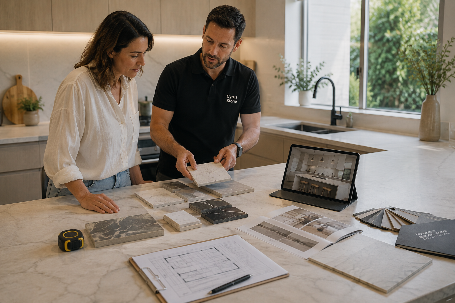 Measuring and selecting stone for a Melbourne kitchen benchtop